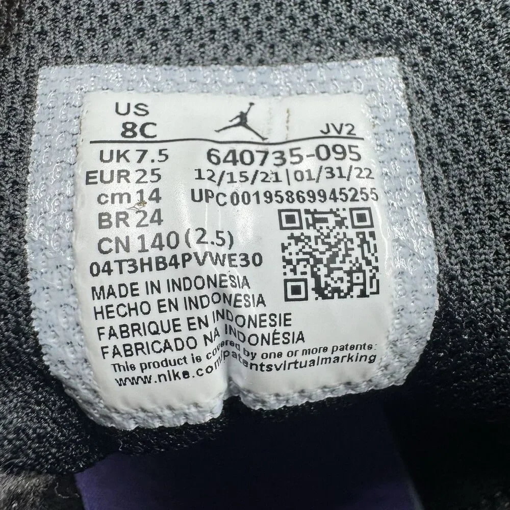 Nike Air Jordan Retro 1 Mid Dark Iris Black/Purple Toddler 8c Sneaker Shoes